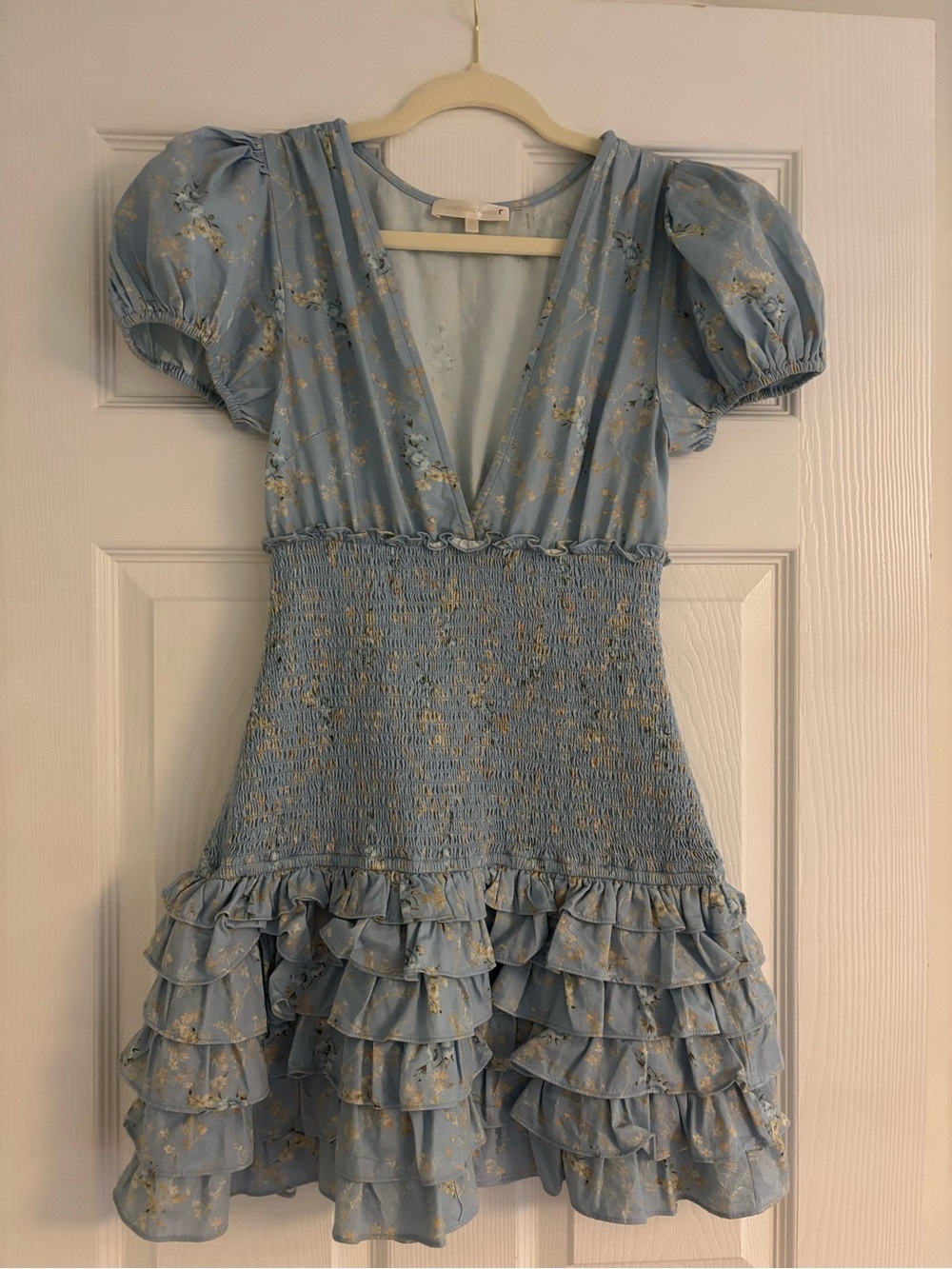 LoveShackFancy Light Blue Floral Top